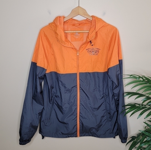 Disney Parks | Walt Disney World Orange Gray Color Block Windbreaker Jacket - Picture 1 of 7